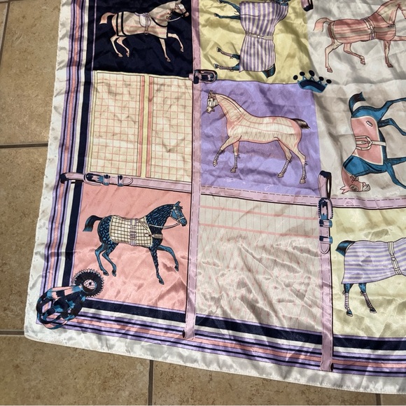 Vintage Italian Equestrian Old Money Satin Square Scarf - Picture 7 of 7